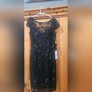 Adrianna Papell Elegant Black Sequin 10